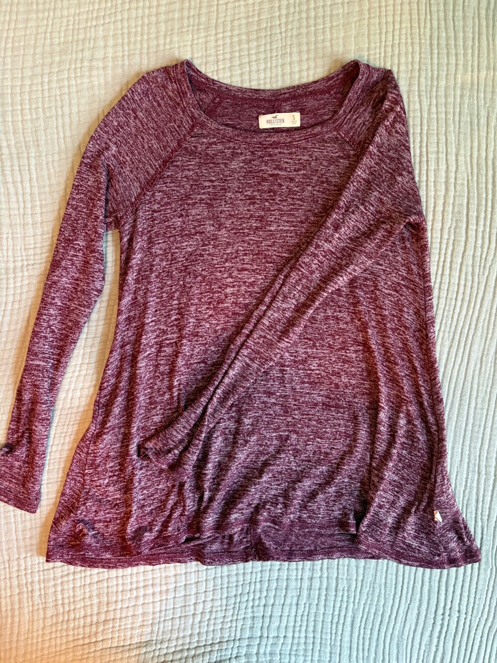 Hollister Small Burgundy Marled Knit Long Sleeve Top - Picture 1 of 5